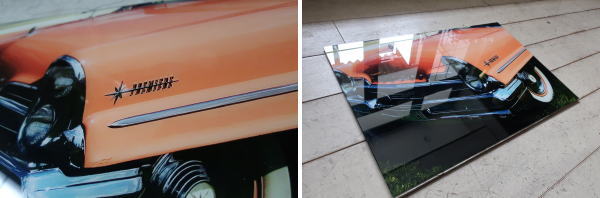 高級感のあるガラス素材の 躍動感のあるおしゃれな車モチーフのアートボード