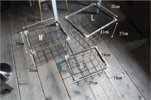 ナチュラルバスケット アイアン バンブー
