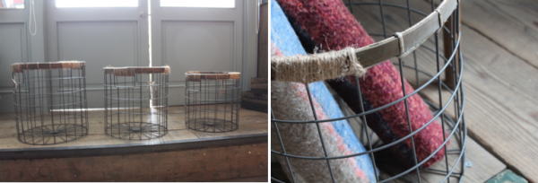 ナチュラルバスケット アイアン バンブー