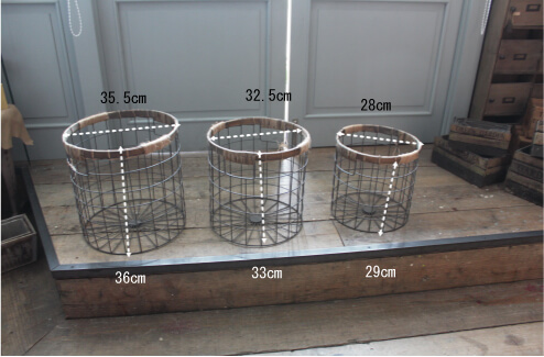 ナチュラルバスケット アイアン バンブー