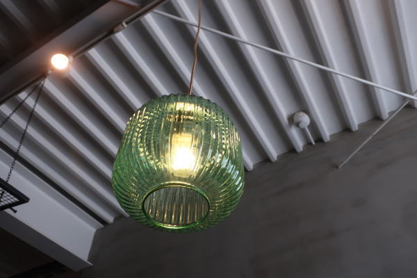縦ラインガラスのGlaicerペンダントライト,グリーンカラー