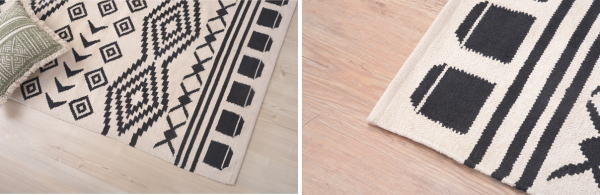 モダンから北欧まで様々なテイストの空間に取り入れやすい幾何学模様のラグ