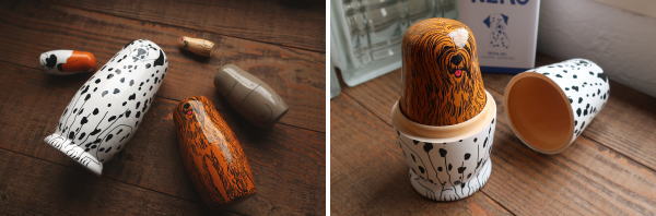 犬デザインのかわいらしいマトリョーシカ 雑貨