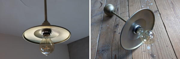 アンティークゴールドの風合いがインダストリアルな雰囲気の　エジソン電球付きペンダントライト