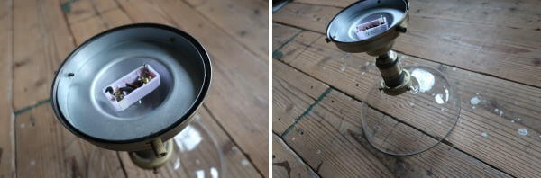 ガード付きガラスシェードの　直付け天井付けライトの販売