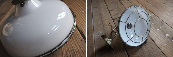 ガラスシェードとメタルガードの組み合わせがお洒落な　ミルクガラスブラケットライト