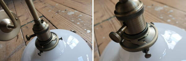 ガラスシェードとメタルガードの組み合わせがお洒落な　ミルクガラスブラケットライト