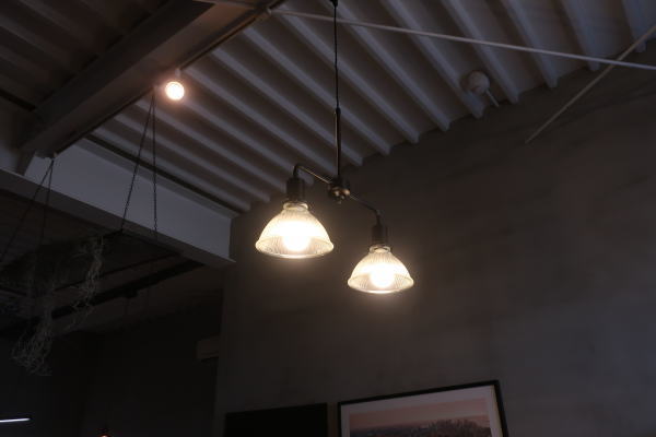 モールガラスの2灯ガラスライト インダストリアルな天井照明 おしゃれ照明