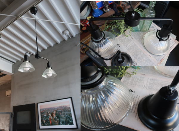 上にも下にも灯りが広がりやすい2灯ライト リビング照明 カフェ照明