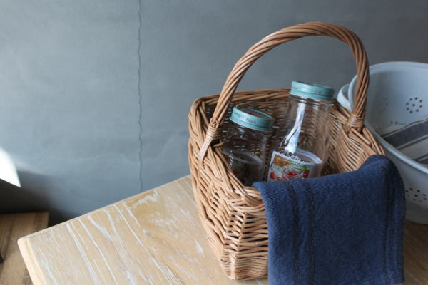 ナチュラルバスケットで収納