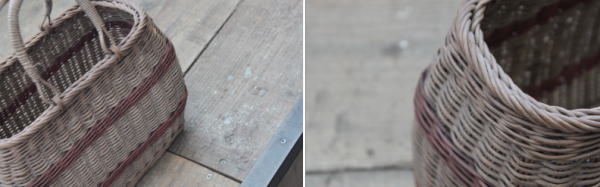 ディスプレイにお洒落なアンティークカゴ