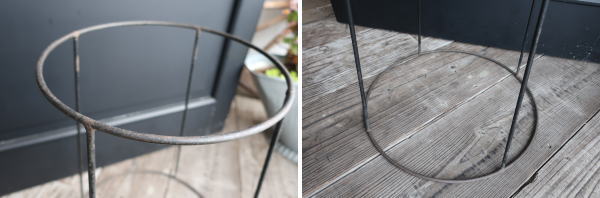 ジャンクガーデニングにお勧めなレトロアイアンスタンド付きホーローボウル