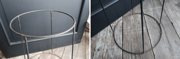 ジャンクガーデニングにお勧めなレトロアイアンスタンド付きステンシルバケツ