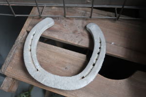 幸せがたまると言われる上向きの蹄鉄ディスプレイ