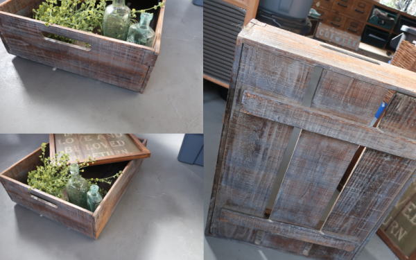 アンティーク調の木箱1476,収納やディスプレイに