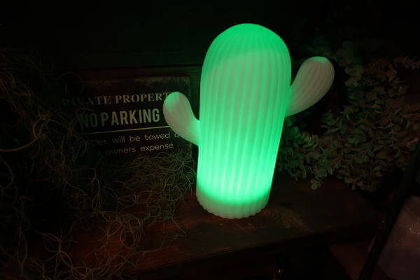 太陽光を利用するソーラー充電式の　サボテン型ライト　外部利用可能