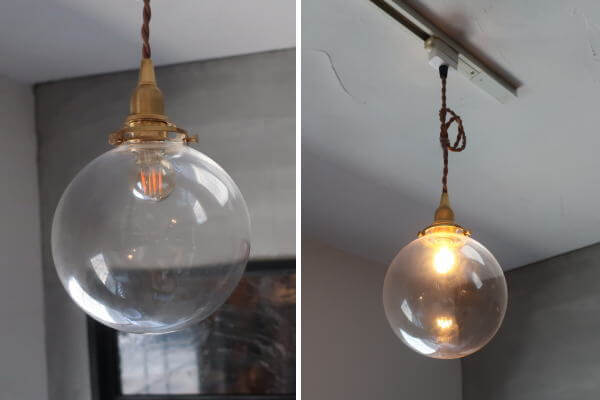 透明感のあるクリアタイプのシンプルな丸型ガラス製シェード