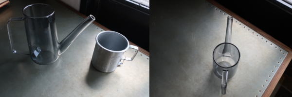 淡いグレイカラーが魅力的なガラスポット